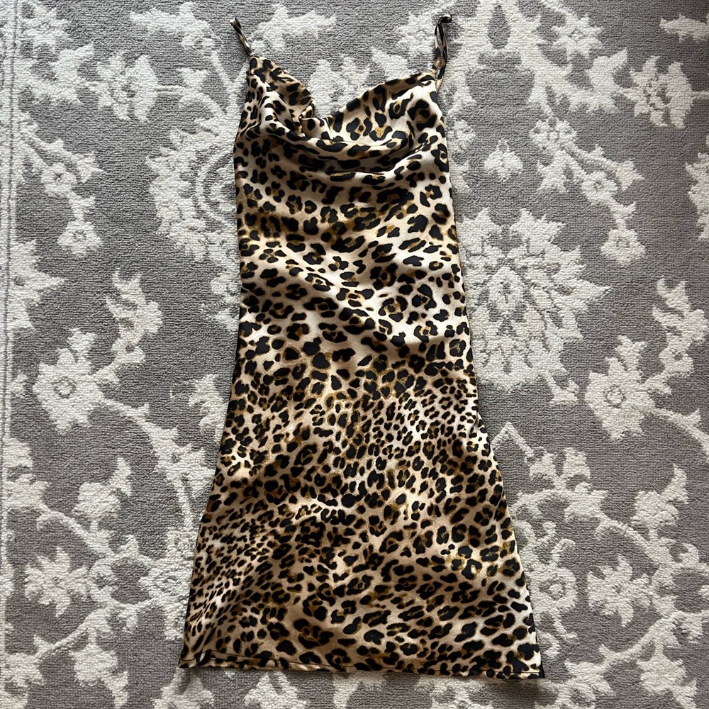 NWT JOA Leopard Cowl Neck Slip Dress